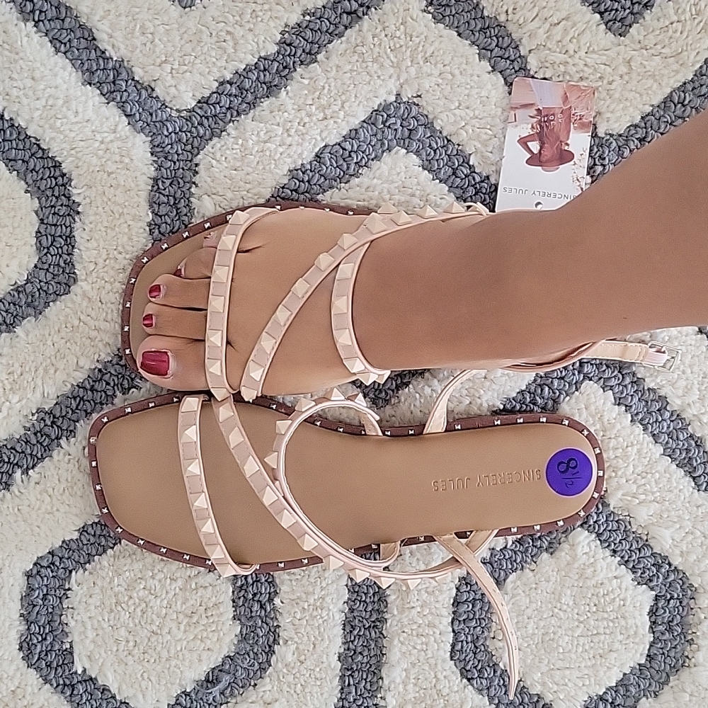 Blush/Peach colored square toed sandals, NWT🎉🎊